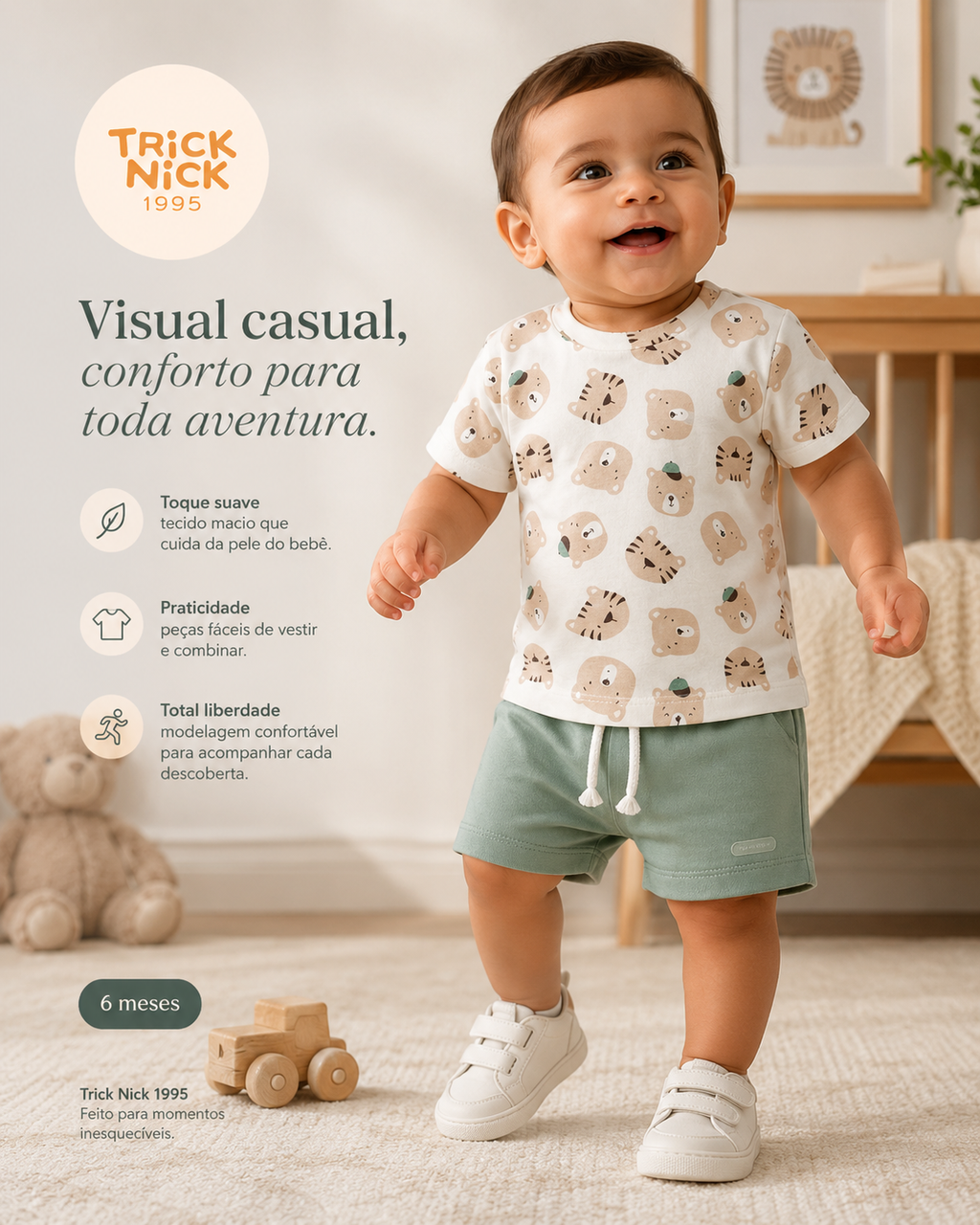 Conjunto Infantil Camiseta Com Bermuda Trick Nick 1027360