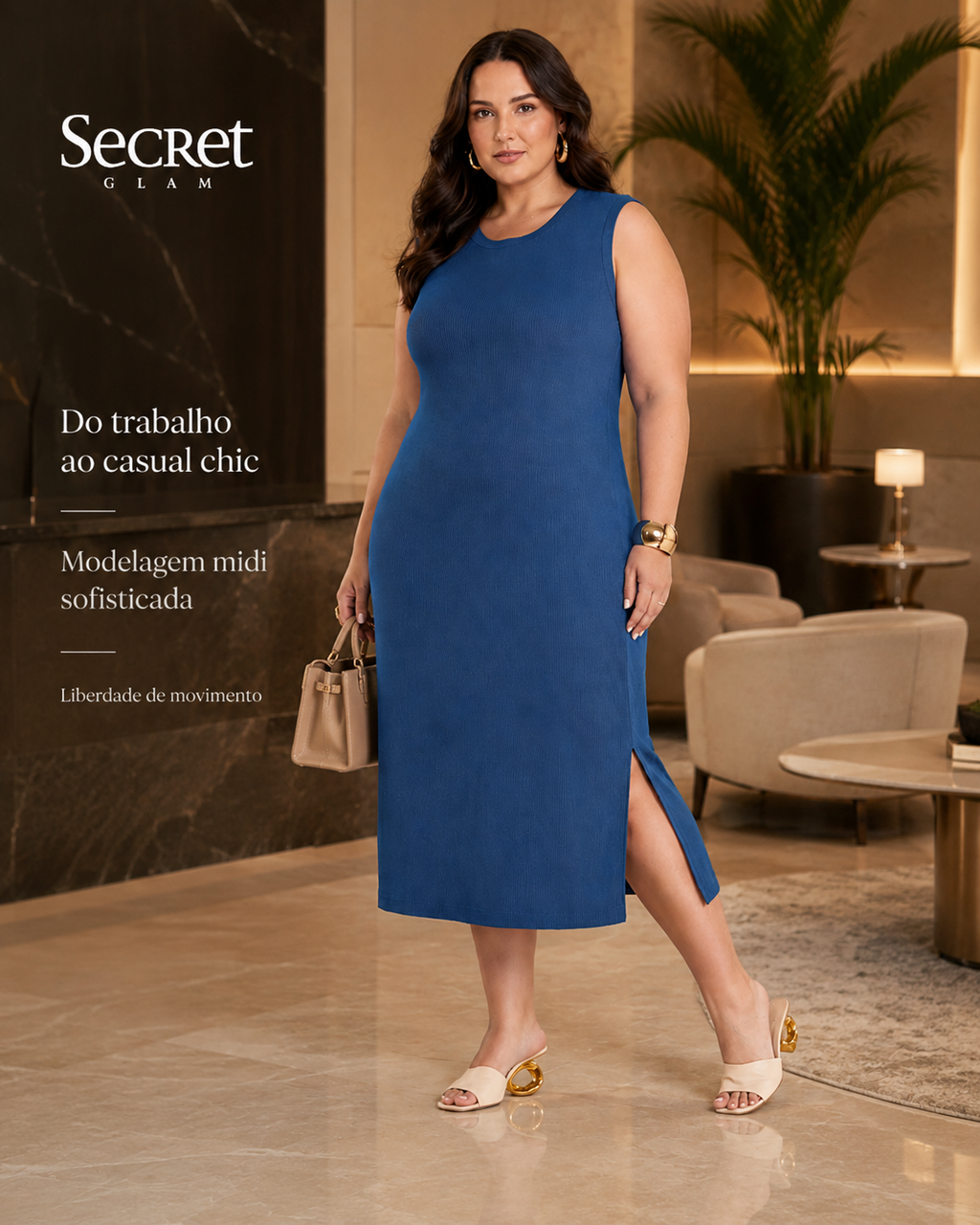 Vestido Feminino Midi Plus Size SB02165
