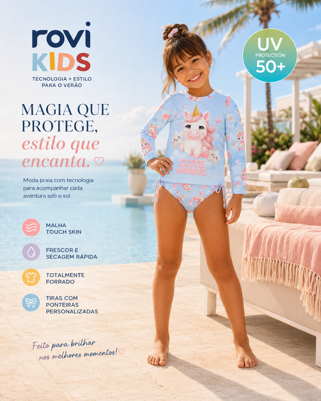 Conjunto Bíquini Infantil Proteção UV Rovi Kids 3146382