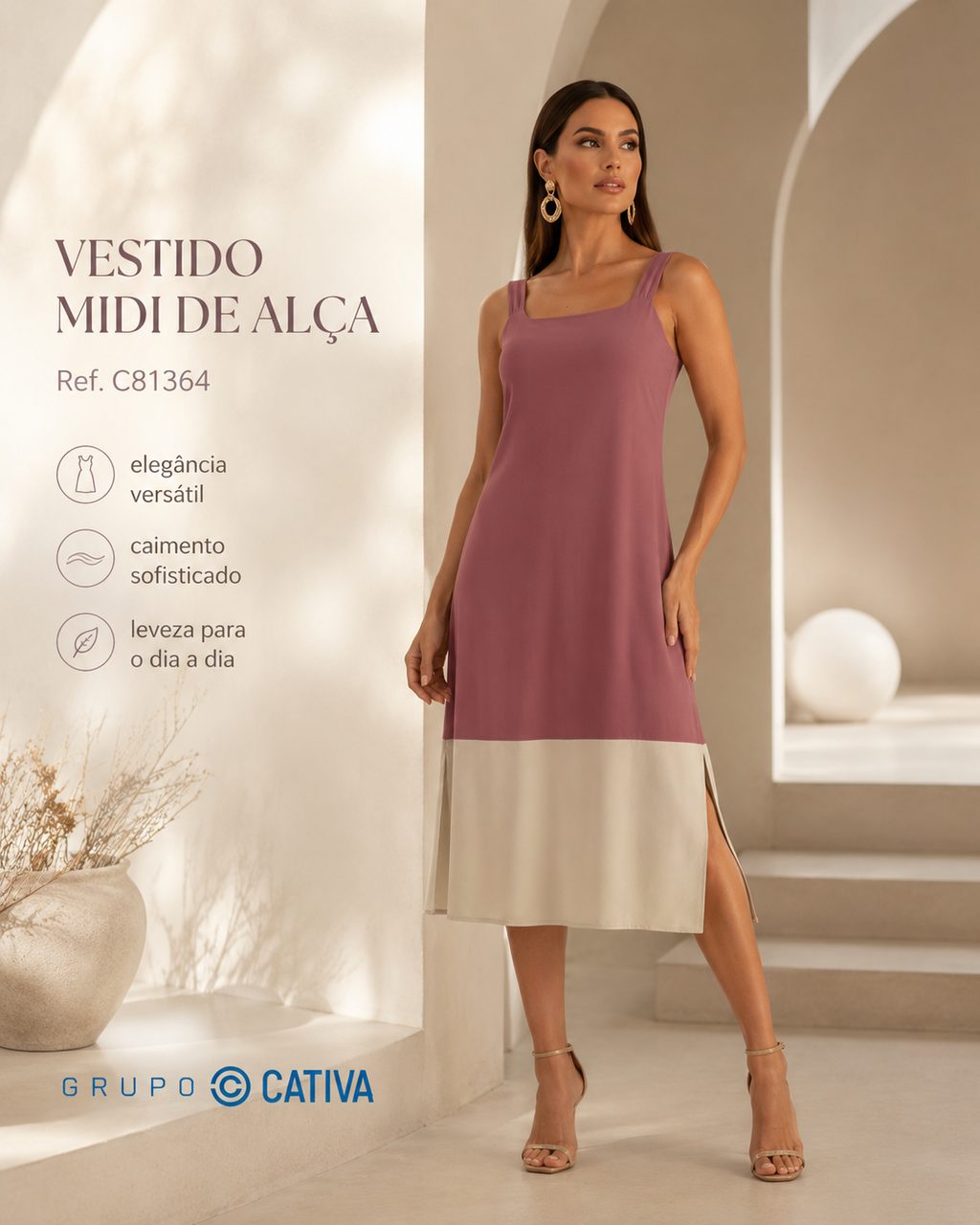 VESTIDO MIDI DE ALÇA Ref.: C81364