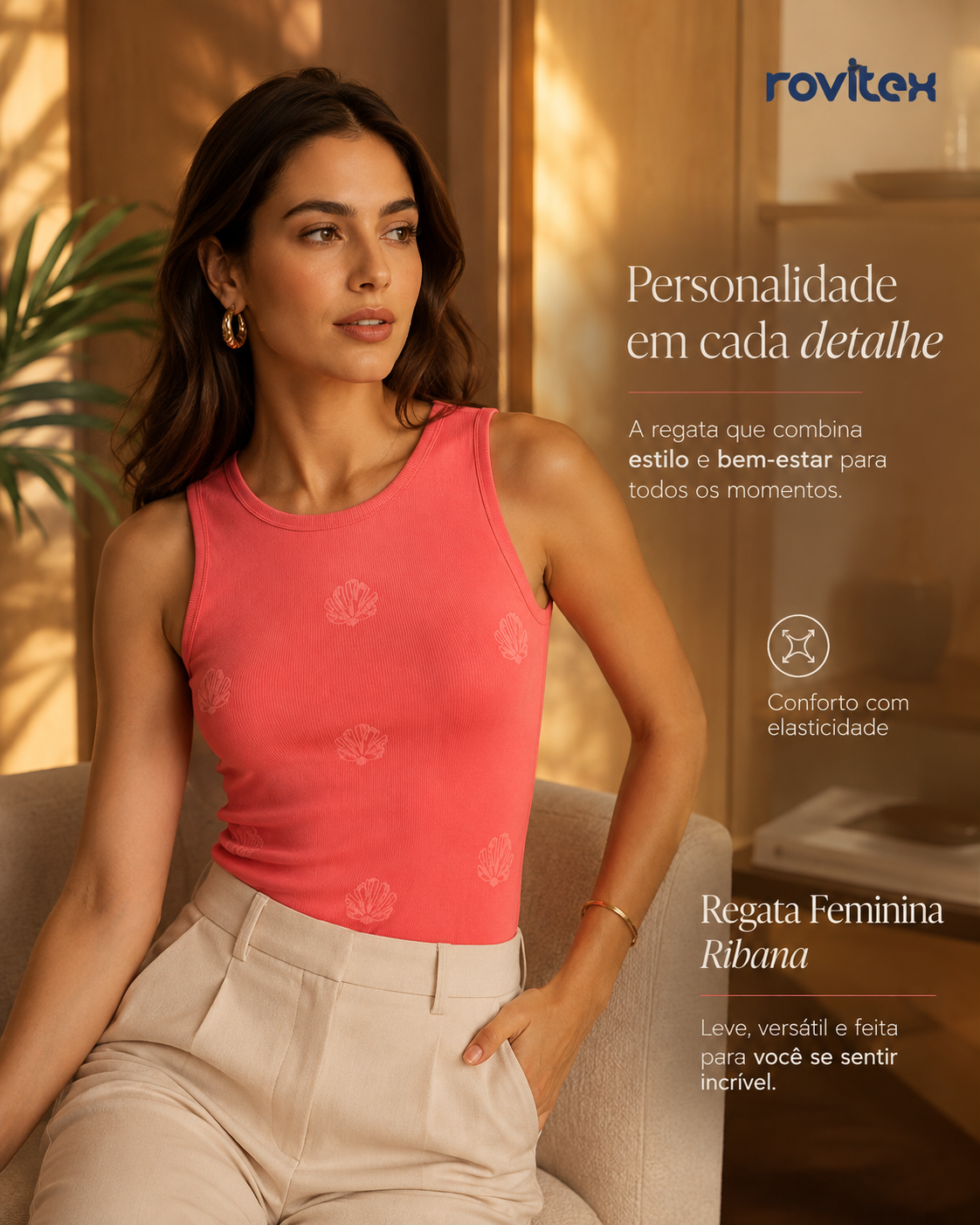 Regata Feminina Ribana Com Estampa Rovitex 6177005