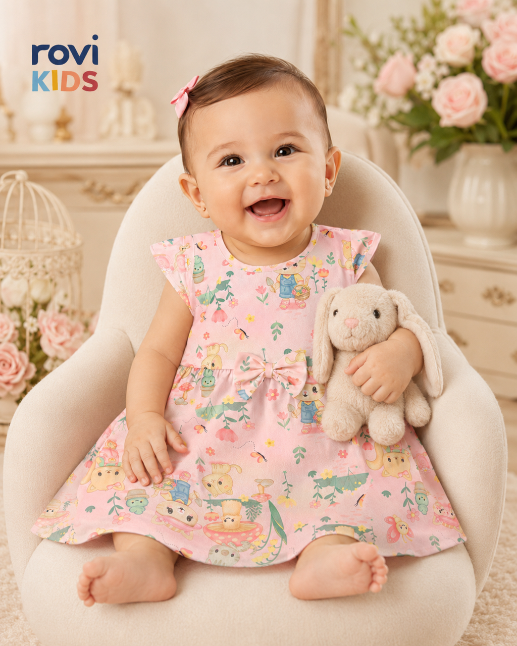 Vestido Infantil Estampado Malha Rovi Kids 6146250