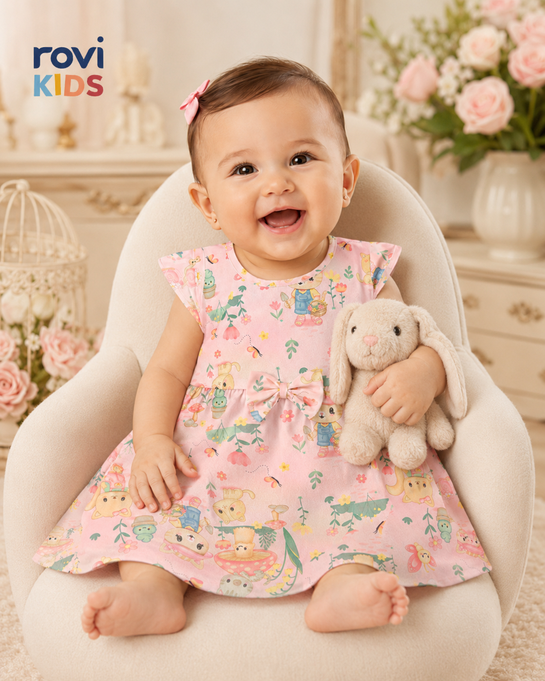 Vestido Infantil Estampado Malha Rovi Kids 6146250