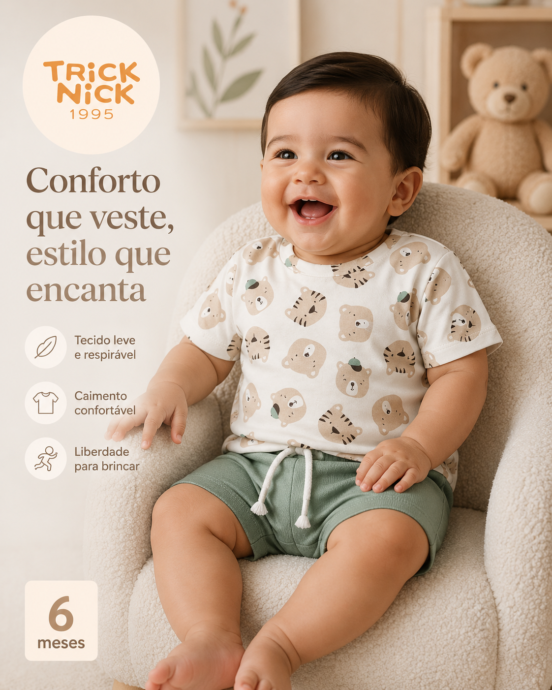 Conjunto Infantil Camiseta Com Bermuda Trick Nick 1027360