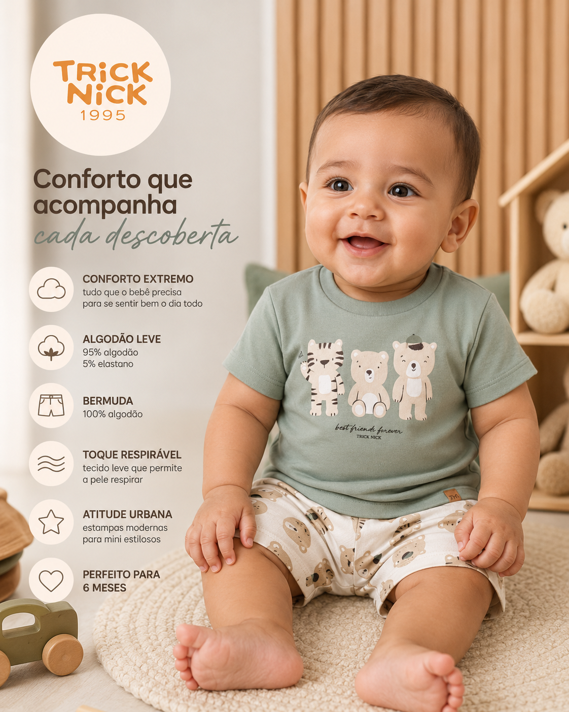 Conjunto Infantil Camiseta Com Bermuda Trick Nick 1027371