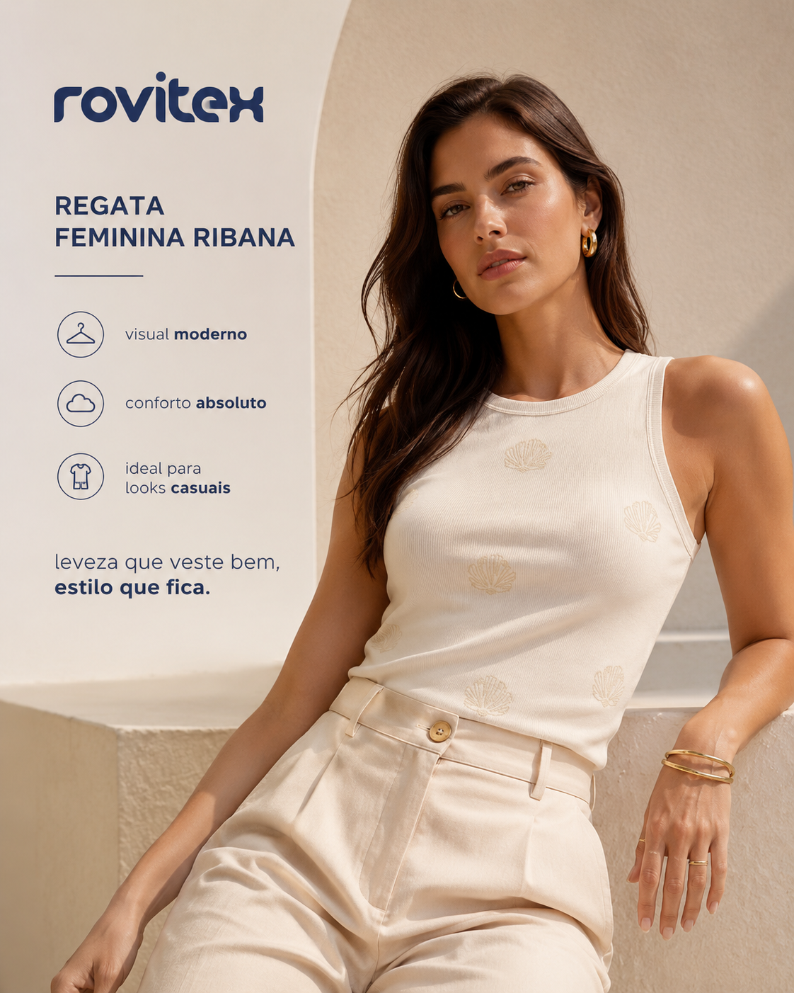 Regata Feminina Ribana Com Estampa Rovitex 6177005