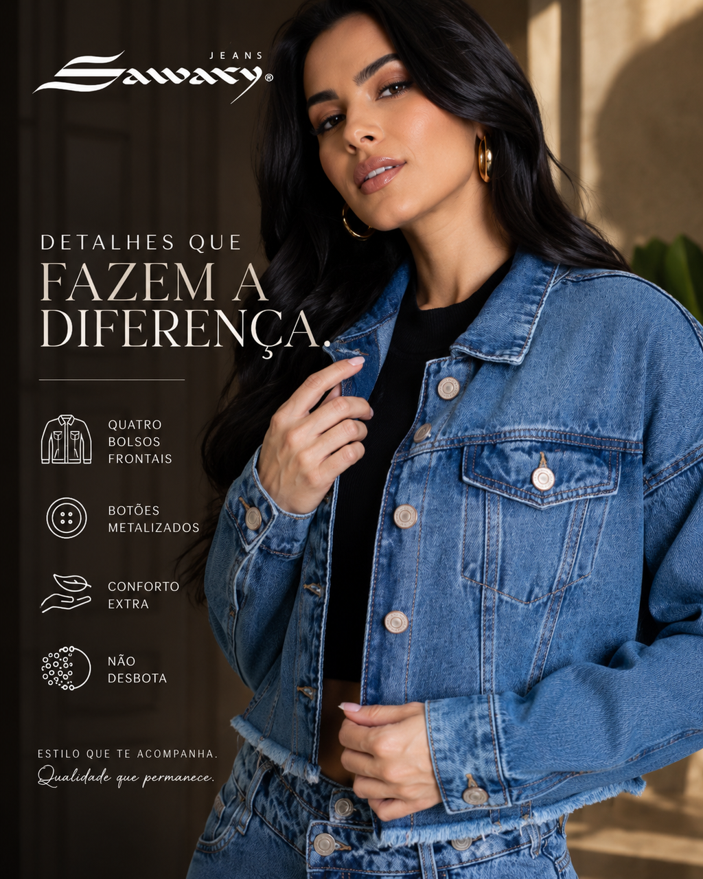 Jaqueta Jeans Sawary - 283251    (No Lycra)