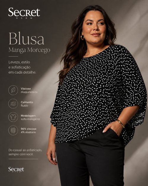 Blusa Feminina Manga Morcego Secret Glam S02130