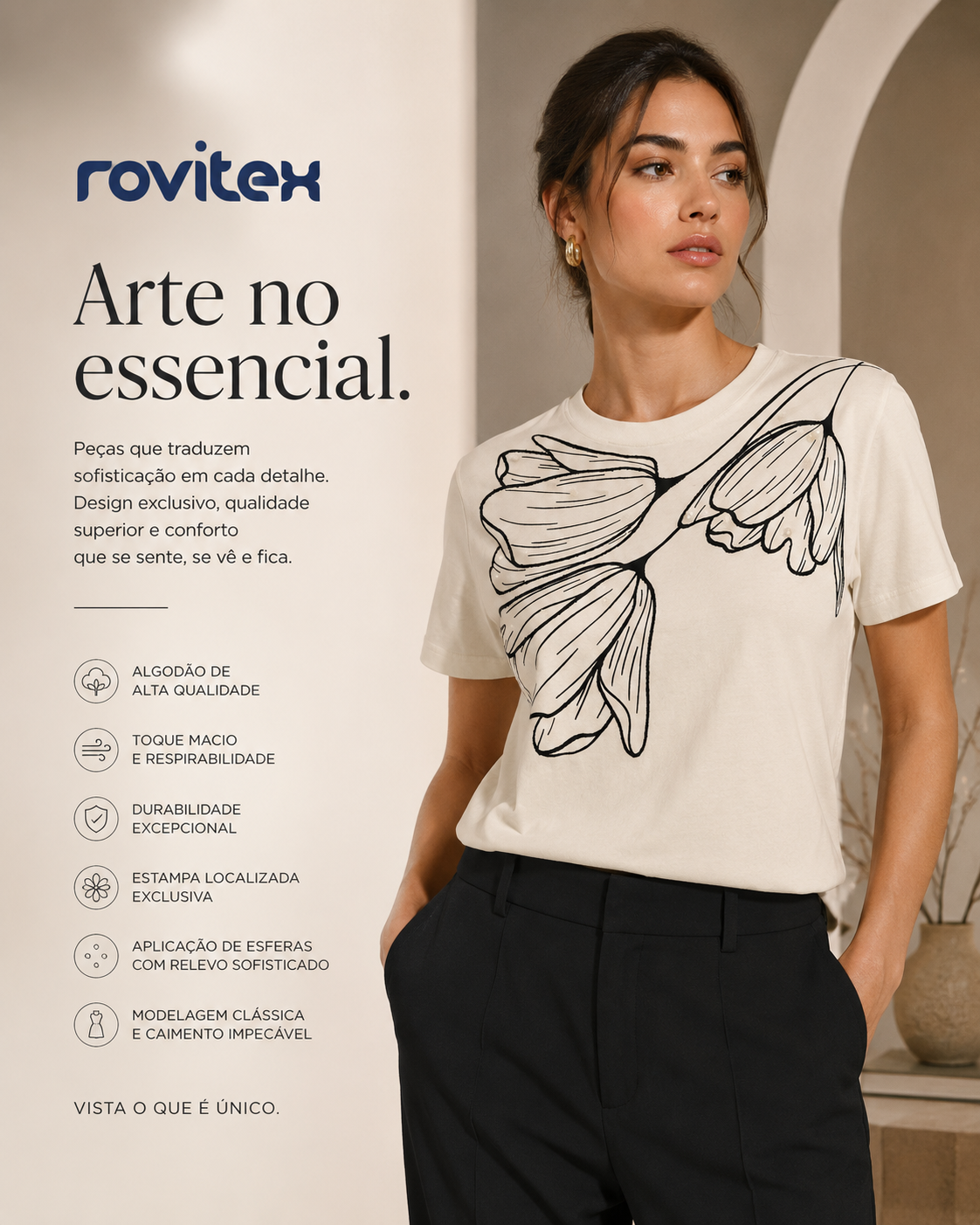 Camiseta Feminina Meia Malha Com Estampa Rovitex 6177635