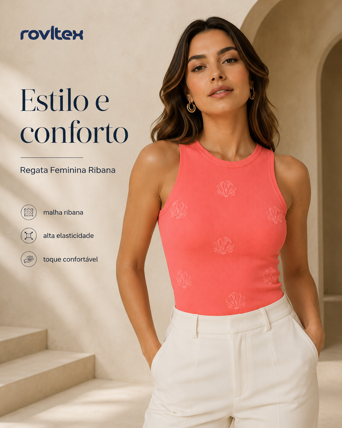 Regata Feminina Ribana Com Estampa Rovitex 6177005