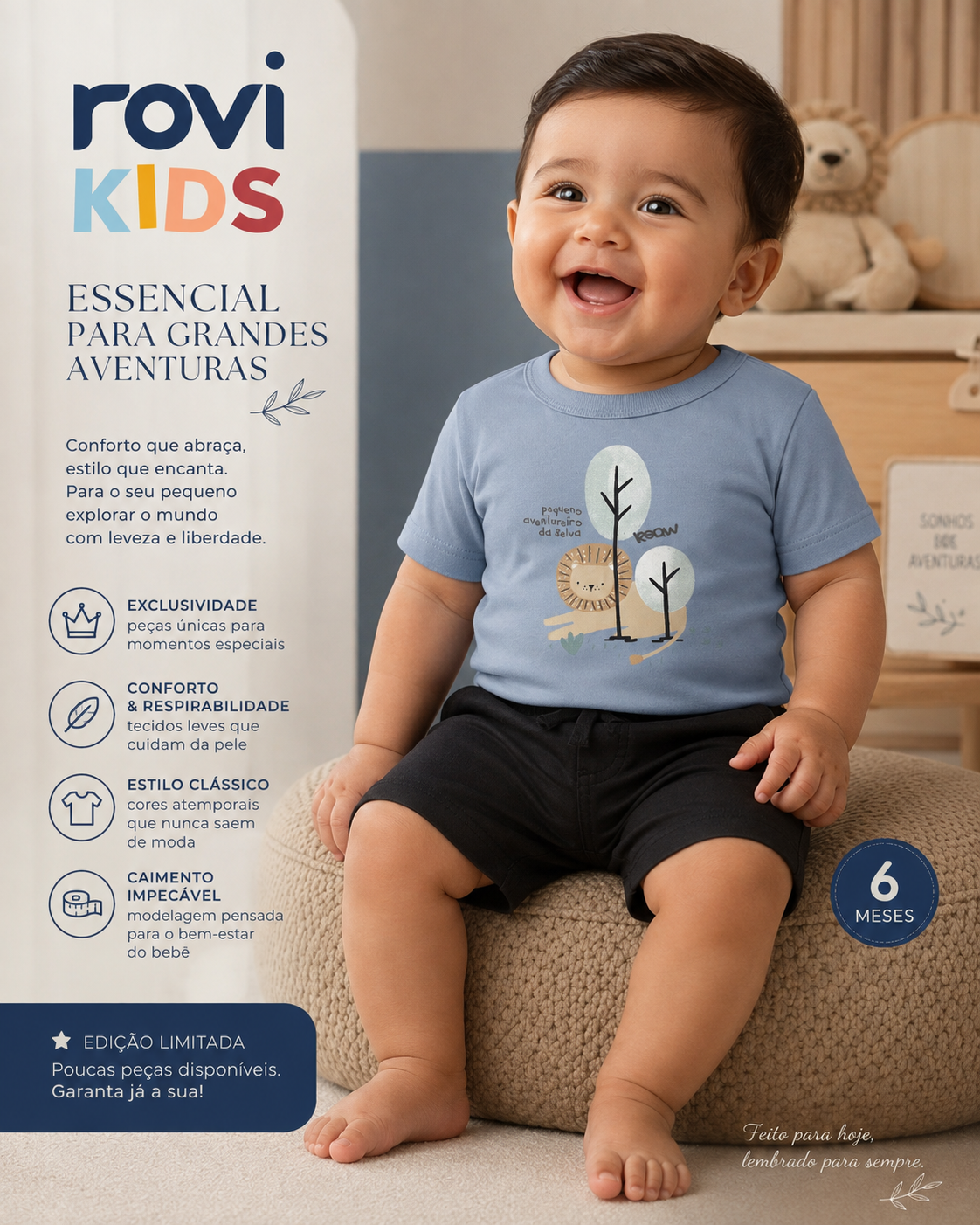 Conjunto Camiseta Com Bermuda Infantil Rovi Kids 3029470