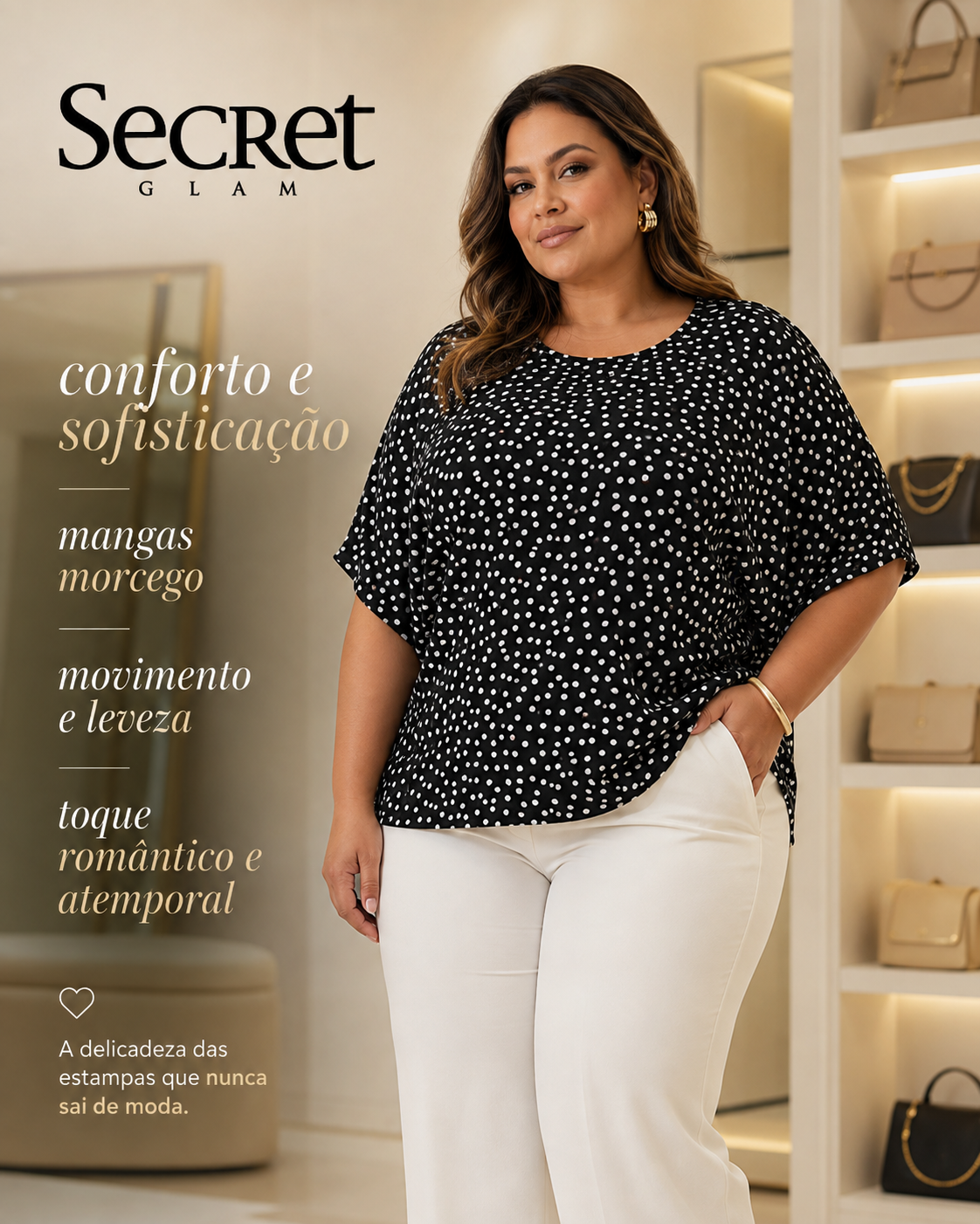Blusa Feminina Manga Morcego Secret Glam S02130