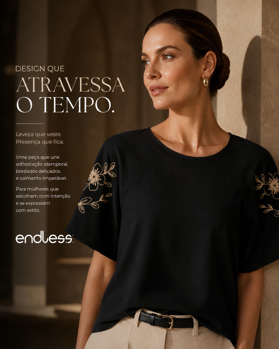 Blusa Feminina Com Bordado E Manga Raglan Endless E16063