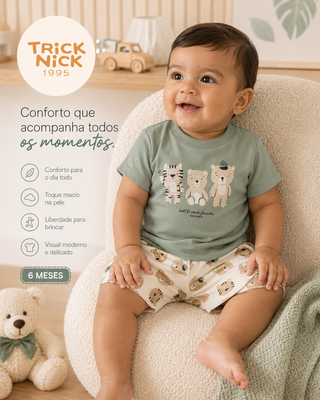 Conjunto Infantil Camiseta Com Bermuda Trick Nick 1027371
