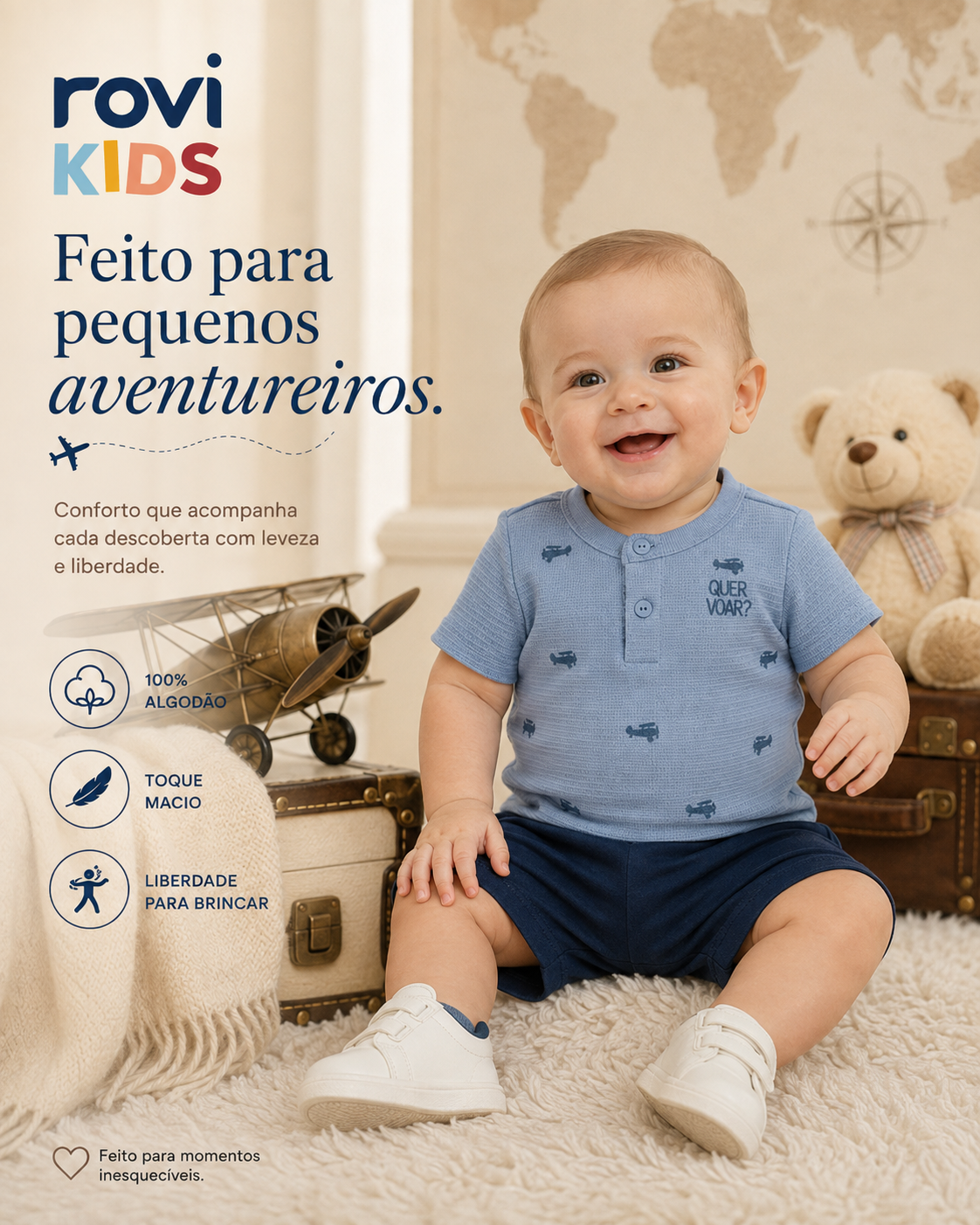 Conjunto Camiseta Com Bermuda Infantil Rovi Kids
 Código: 3029110
