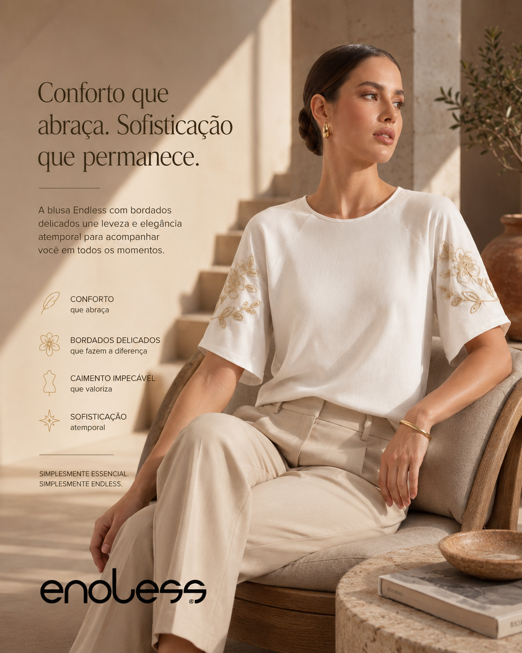 Blusa Feminina Com Bordado E Manga Raglan Endless E16063