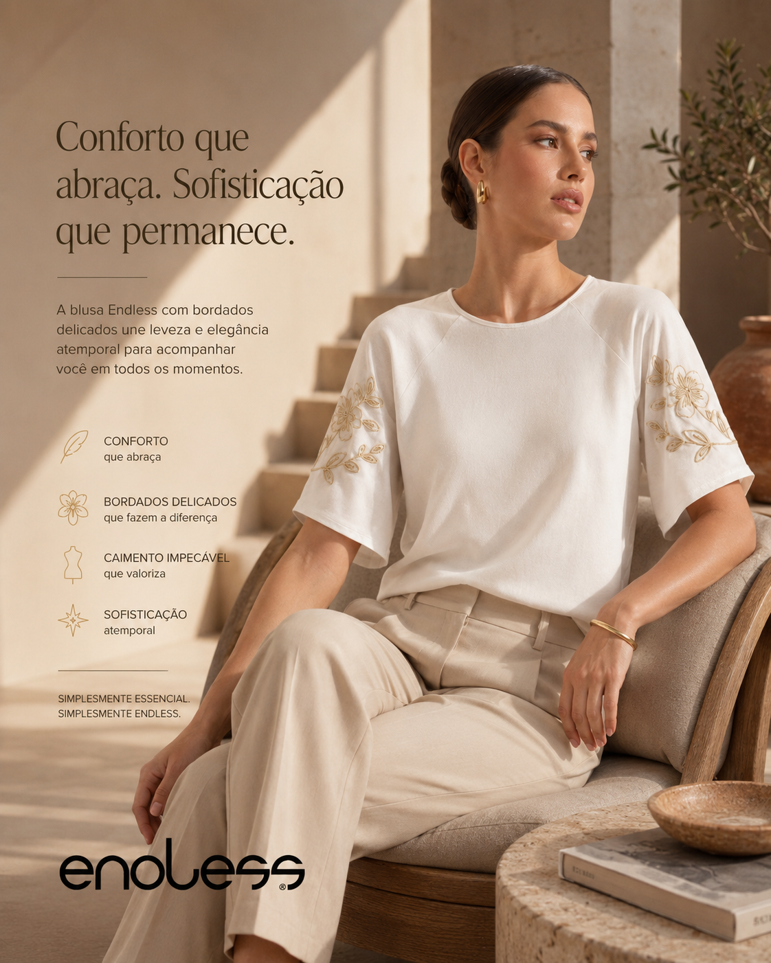 Blusa Feminina Com Bordado E Manga Raglan Endless E16063