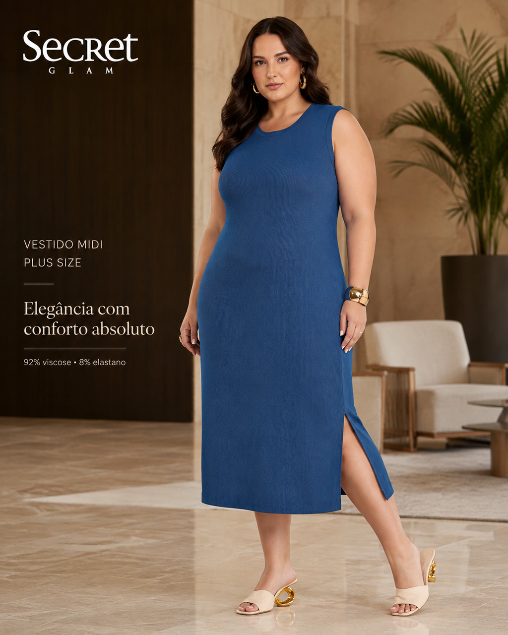 Vestido Feminino Midi Plus Size SB02165
