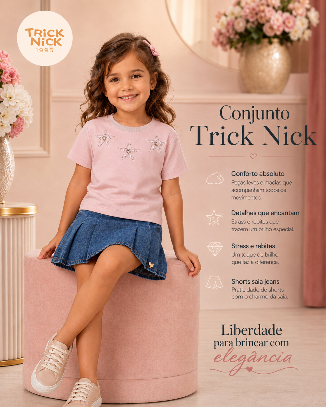 Conjunto Blusa Com Shorts Saia Jeans Trick Nick 1171003