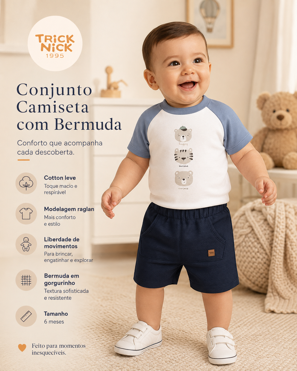 Conjunto Infantil Camiseta Com Bermuda Trick Nick 1027380