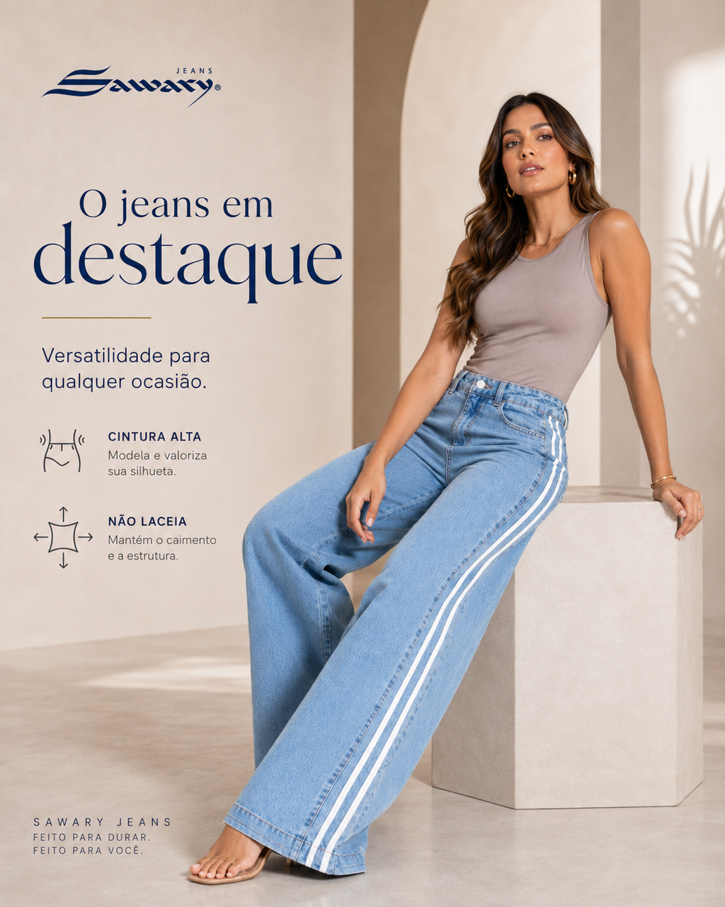 Jeans Sawary wide leg 283330.       (No Lycra)