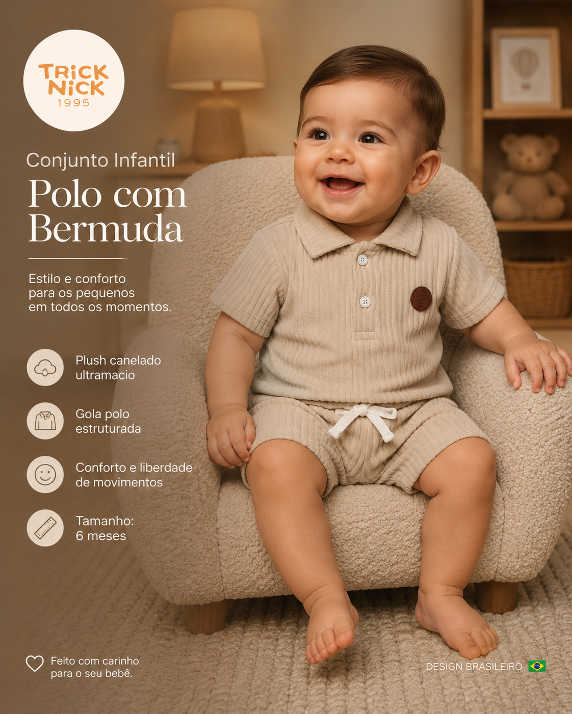 Conjunto Infantil Polo Com Bermuda Trick Nick 1028050