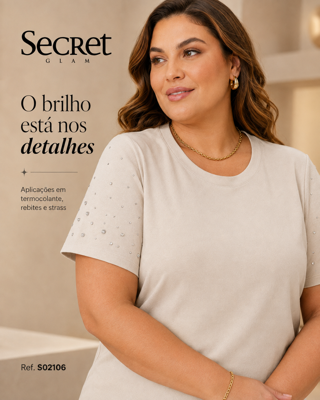 Blusa Manga Curta Feminina Secret Glam S02106