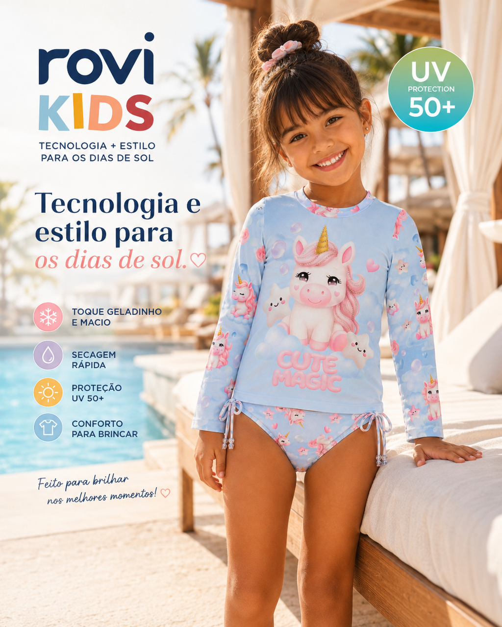 Conjunto Bíquini Infantil Proteção UV Rovi Kids 3146382
